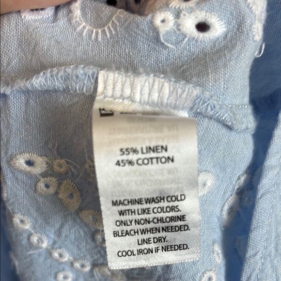 Saks Fifth Avenue Light Blue Midi Dress with Embroidered Sleeves - Picture 8 of 8